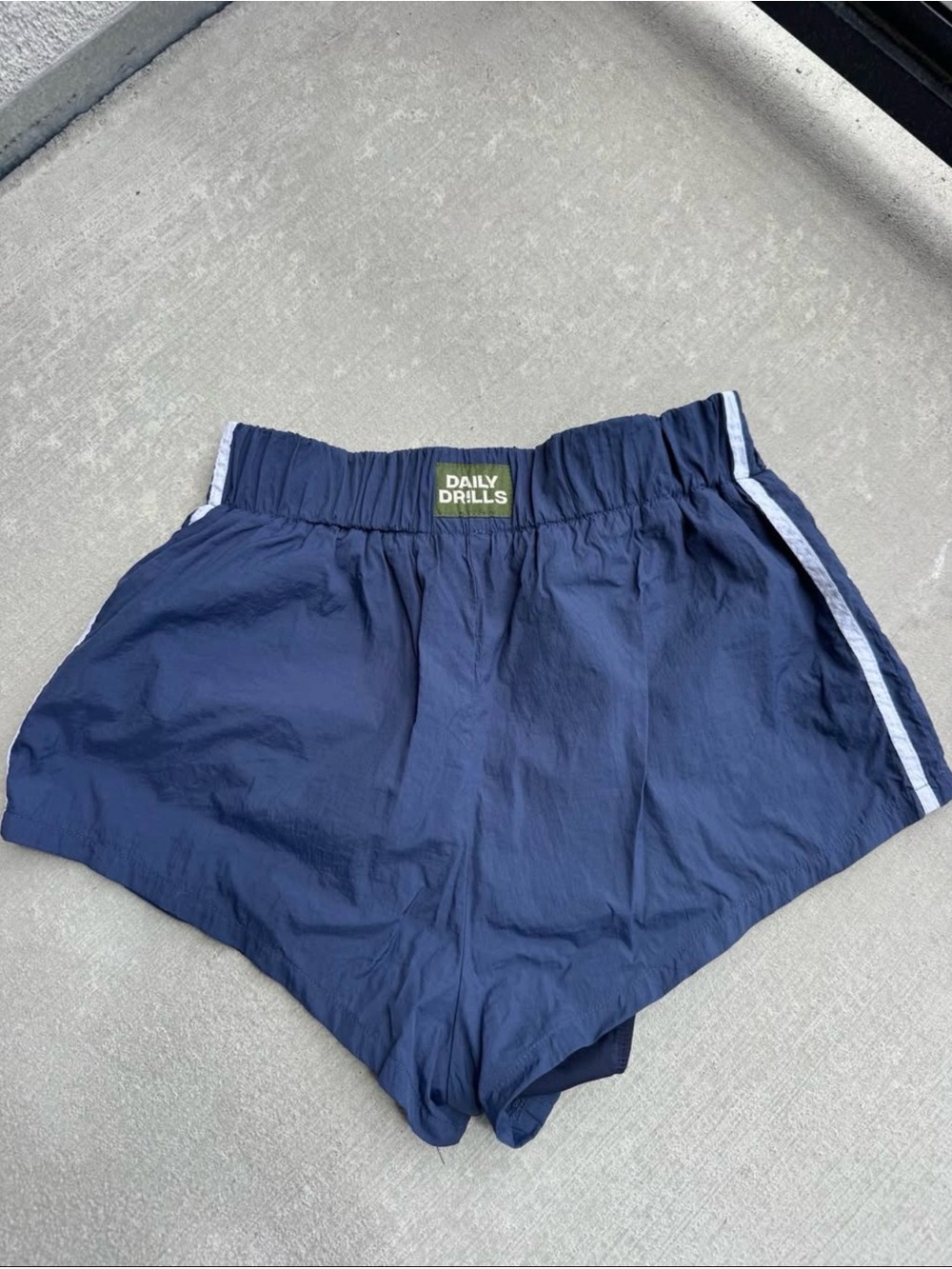 Daily Drills Navy Blue Women's Athletic Shorts with Side Stripe